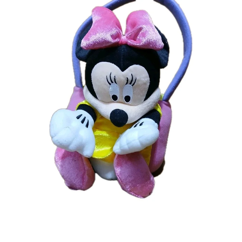 Disney Minnie Mouse attached to Pink Plush Tote Basket Easter/Halloween