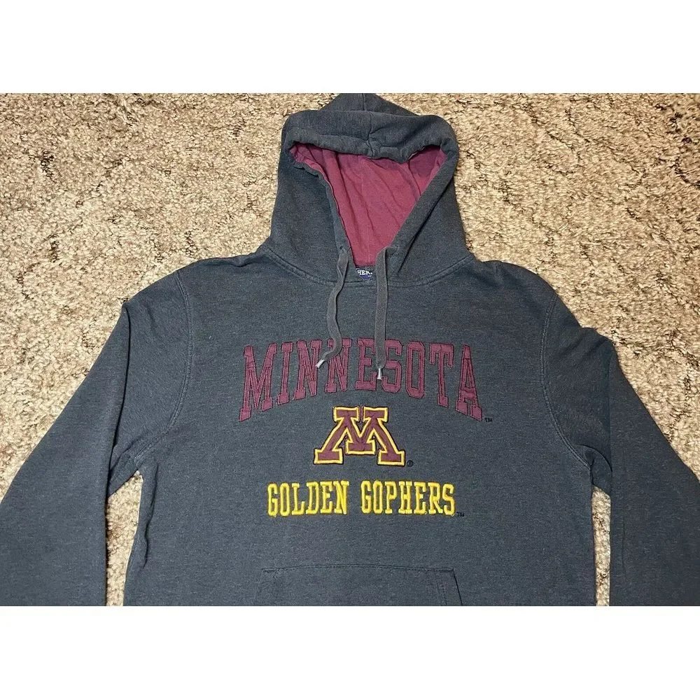 Minnesota Golden Gophers Hoodie Adult M Gray Campus Heritage Sweatshirt Logo Men