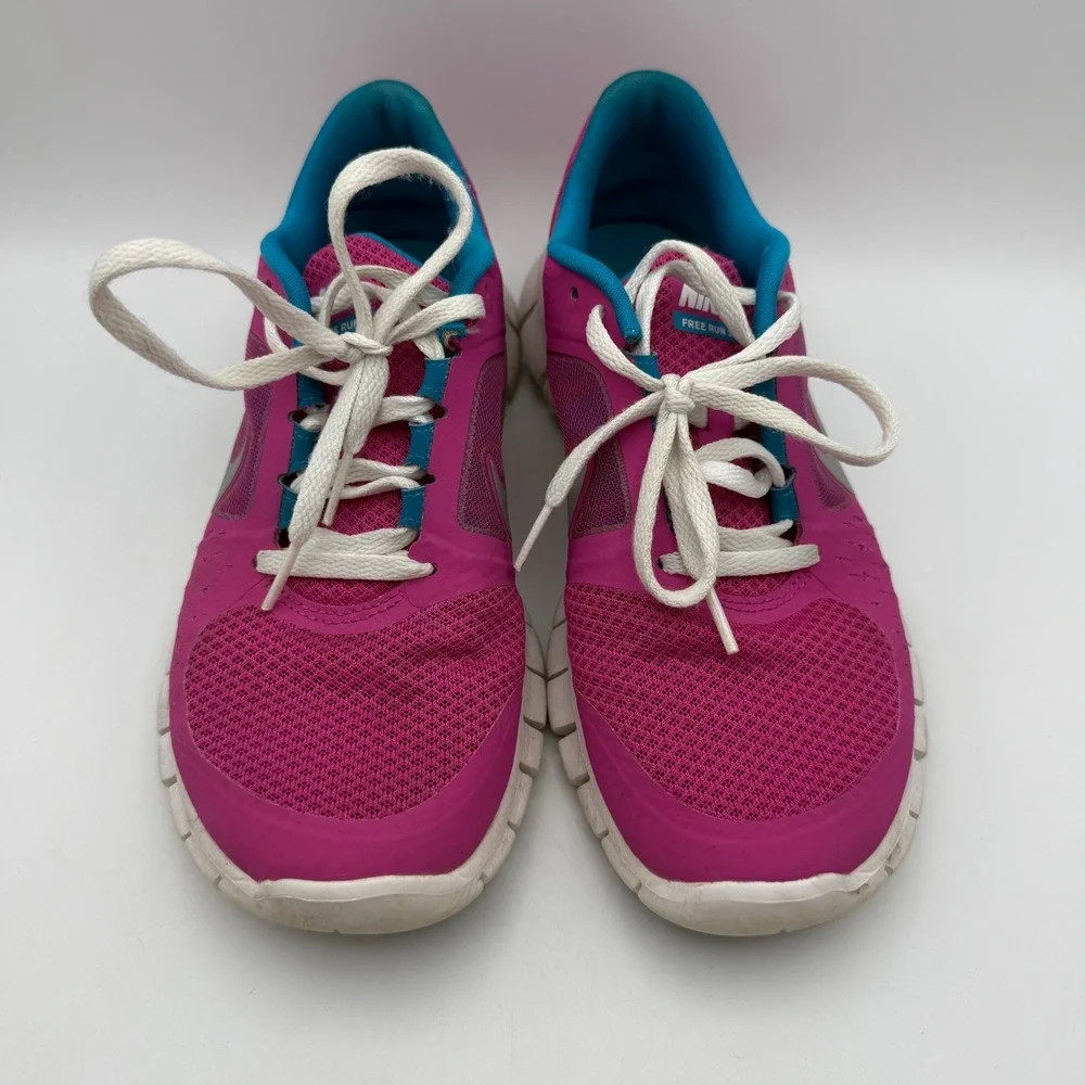 Nike Free Run 3 Running Shoes‎ Pink Teal Athletic Sneakers Kids Size 7Y