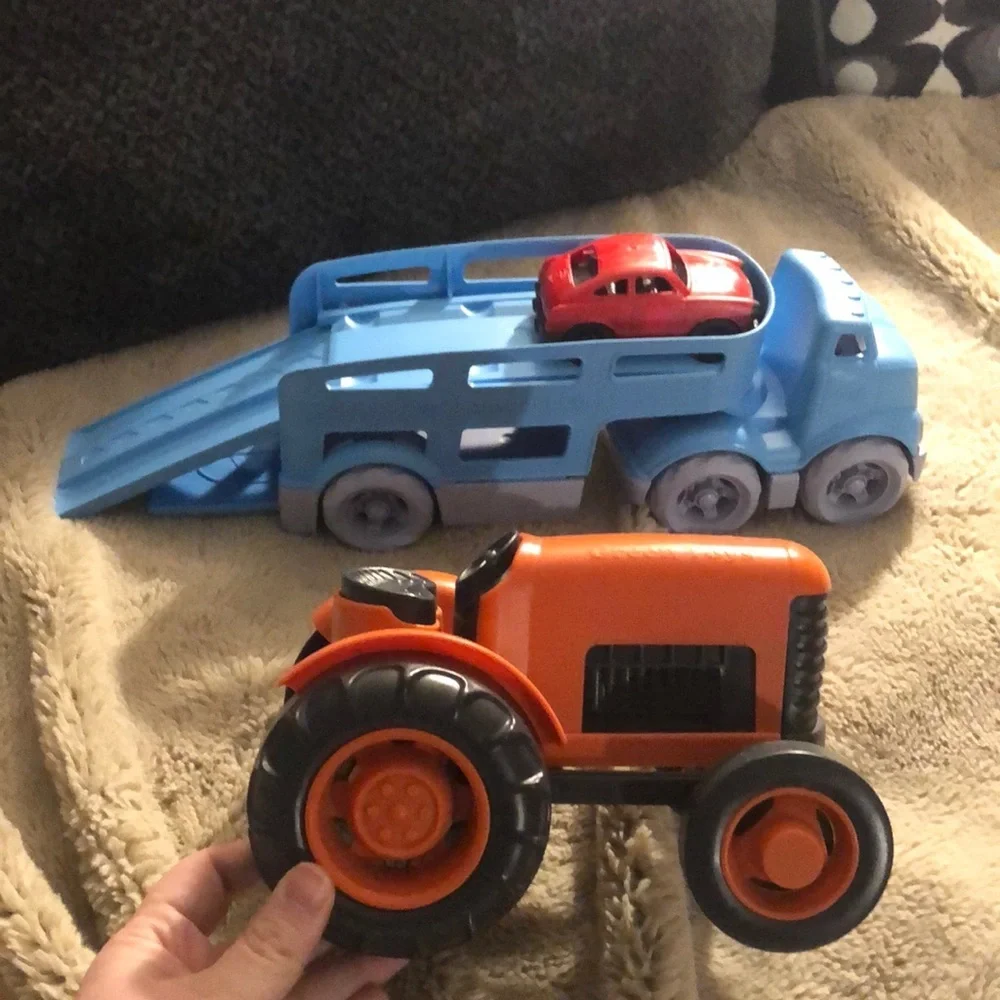 Green Toys Car Carrier and Tractor
