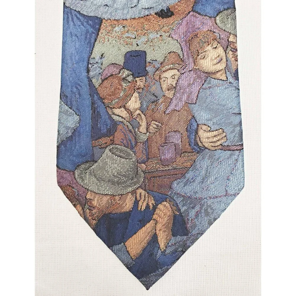 Fendi Mens Vintage Silk Turn of the Century Wearable Art Dancing Woven Neck Tie