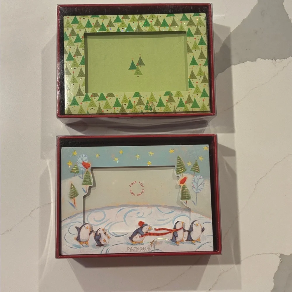 Papyrus Penguin and Tree Holiday Photo Insert Card Set.. NWT