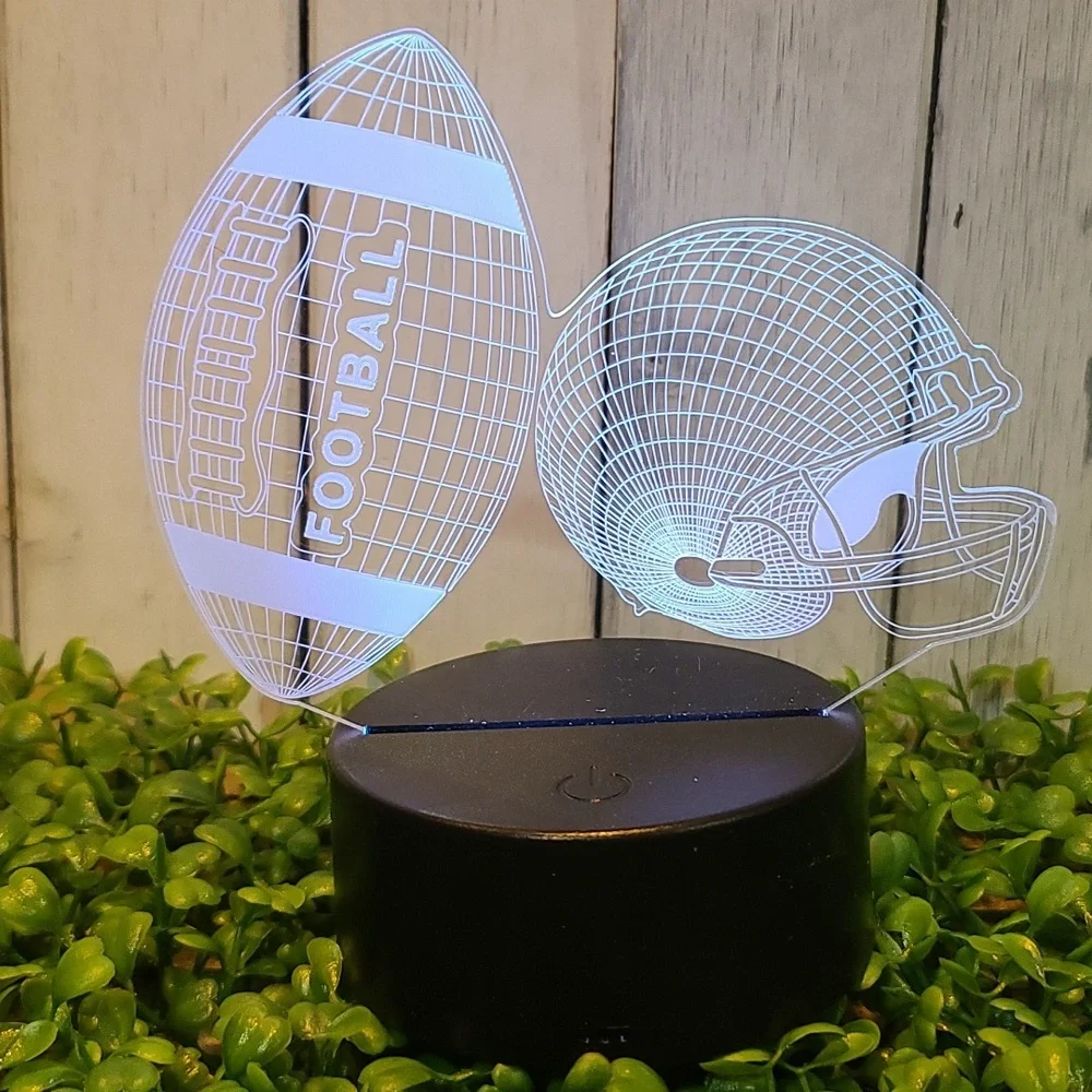 3D Football & Helmet Night Light LED color changing  USB cord or battery -HP NWT