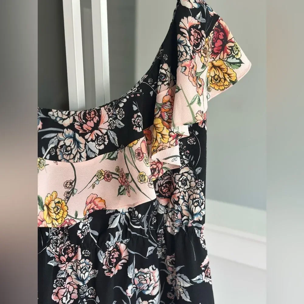 Aqua Capsule collection one shoulder floral ruffle dress