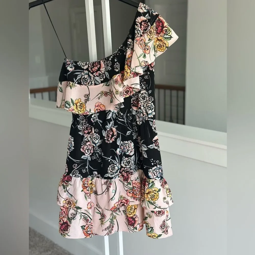 Aqua Capsule collection one shoulder floral ruffle dress