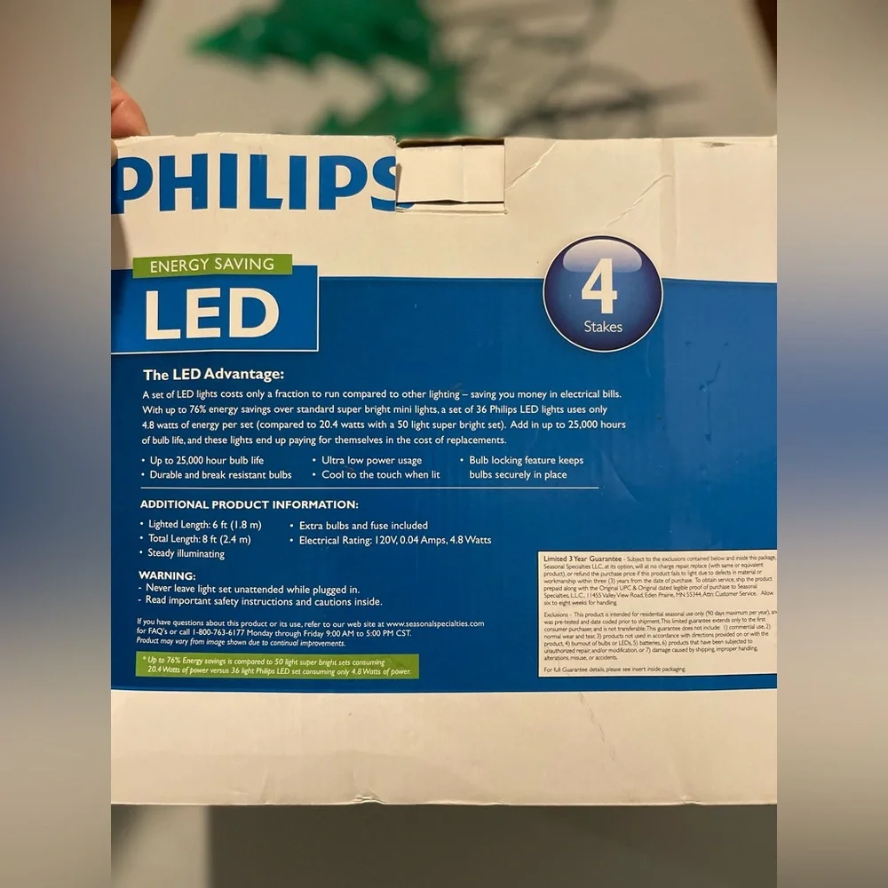 Philips Christmas Tree Energy Saving LED Light Stakes. Green 4 stakes.