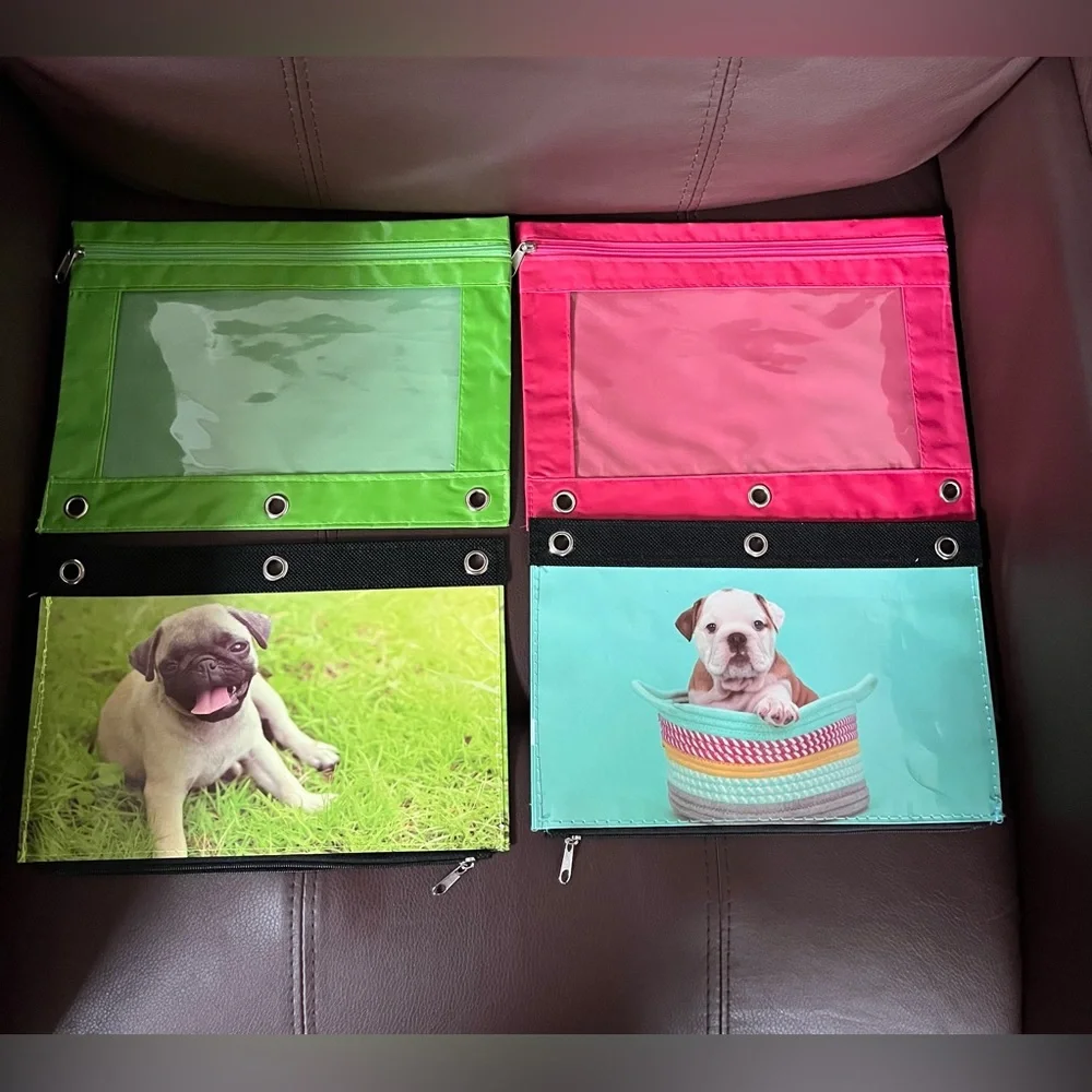 Colorful Dog-Themed Pencil Pouches