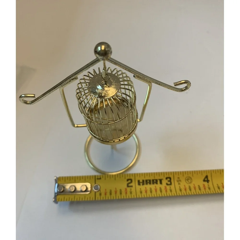 Vintage Dollhouse Gold Brass Standing Bird Cage Made In Taiwan -NEW