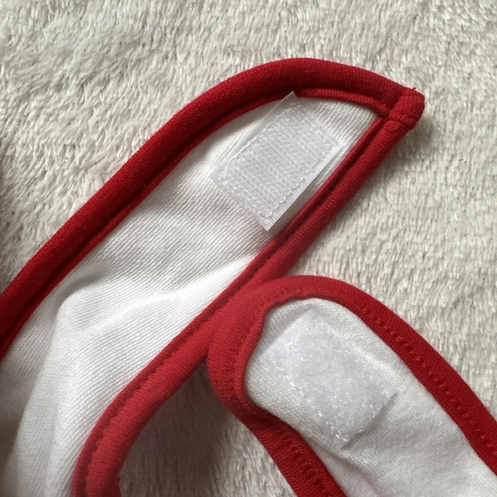 Creations Of Grace Infant Contrast Trim Bib White/Red Set Of 4 New