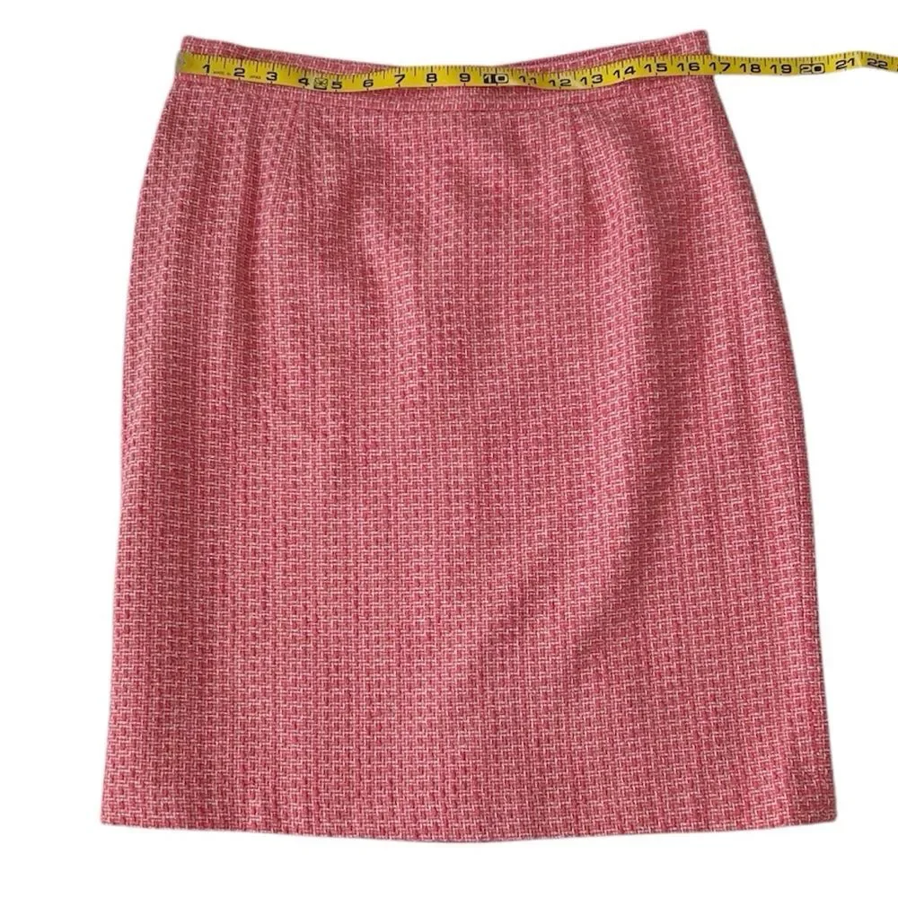 Studio Liz Claiborne Vintage Coral Orange Boucle Tweed Pencil Skirt Size 14