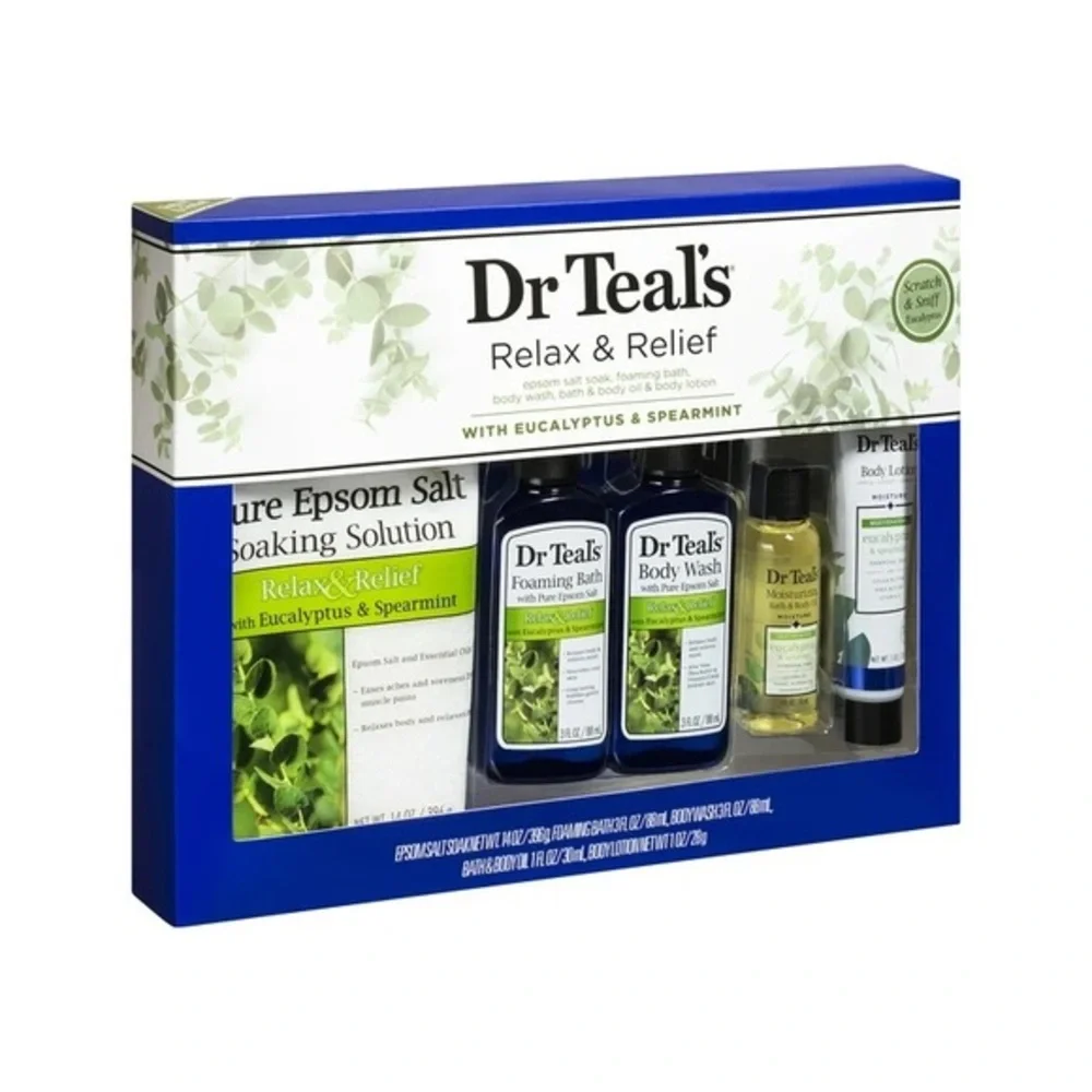 ✨Dr Teal's 5 Pc. Relax & Relief Eucalyptus & Spearmint Gift Set. New