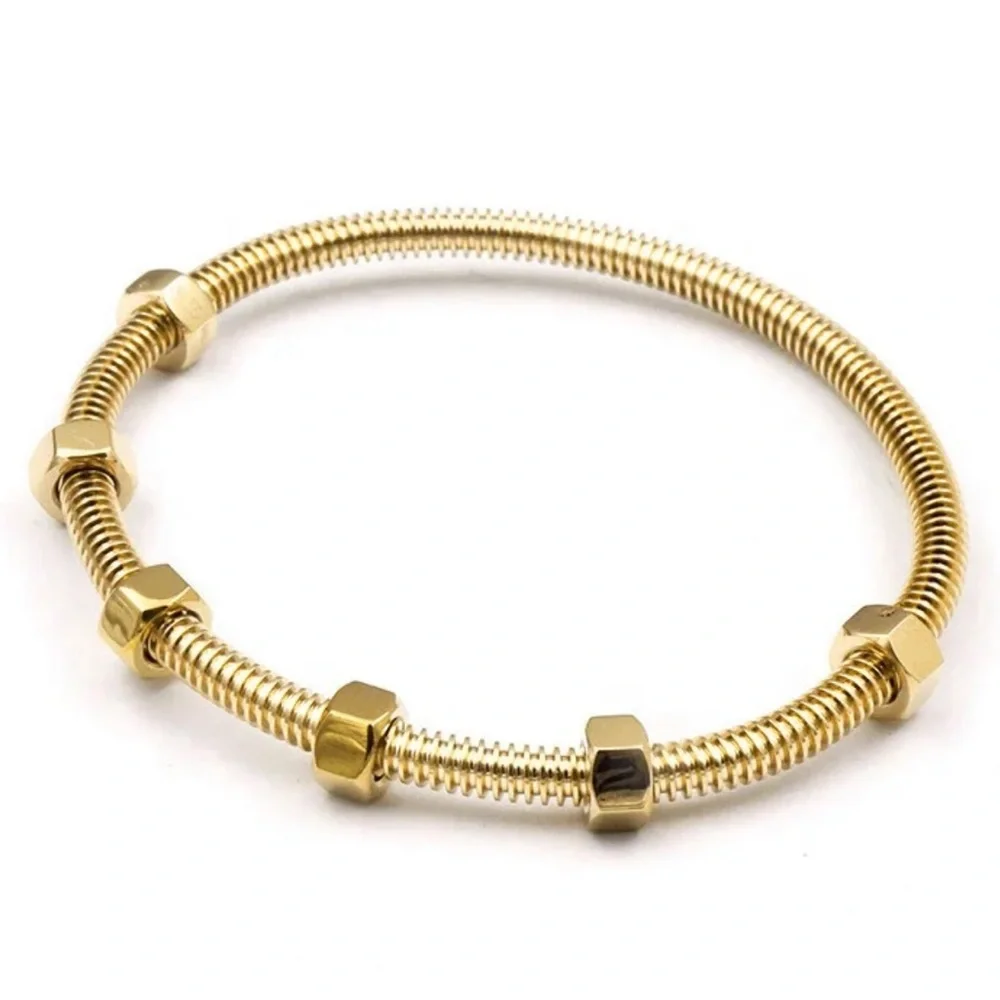 Gold Nuts and Bolts Bracelet
