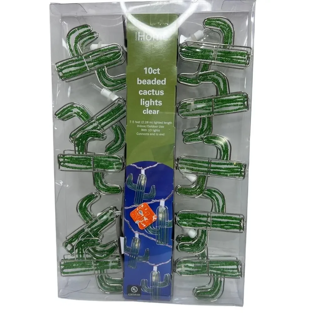 Outdoor Home Indoor/outdoor Cactus Lights Beaded 10ct Plug-In