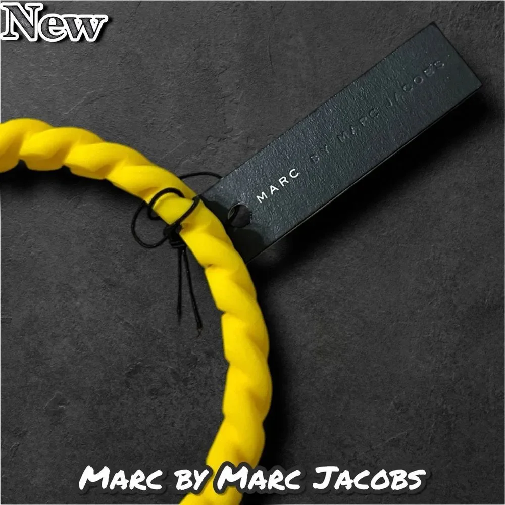 New Marc By Marc Jacobs Standard Supply Braided Silicone Bracelet Safety Yellow