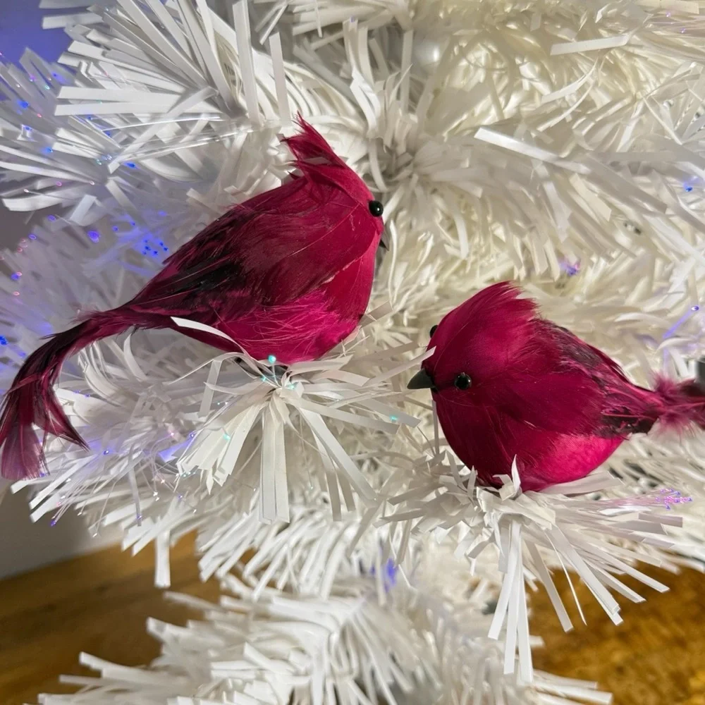 Real Feather Cardinal Craft Bird Ornaments Christmas Holiday Lot of 8 Wreath