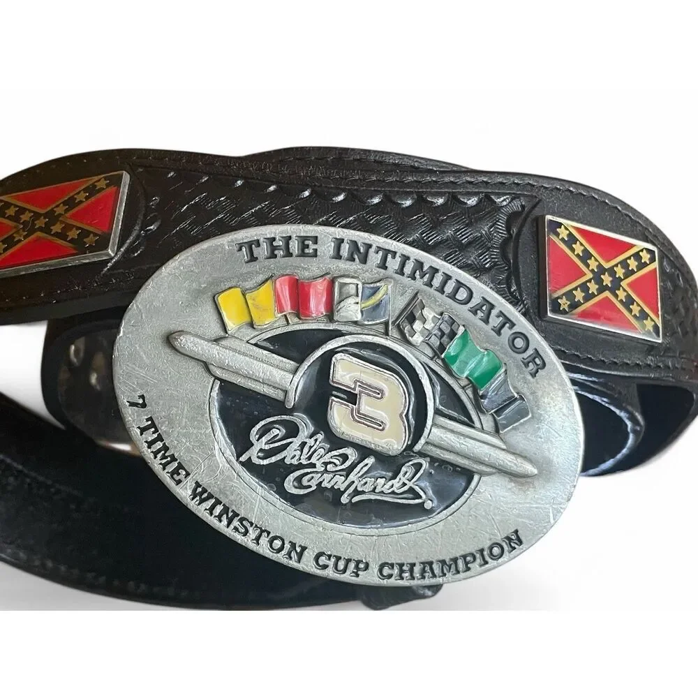 DALE EARNHARDT BELT BUCKLE Men’s Belt Vintage Black Genuine Leather Men's 40