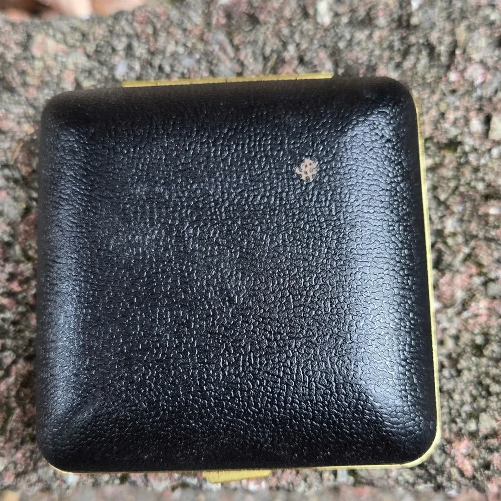 Vintage Bulova Travel Alarm Clock Black Leatherette Gold Tone Case Korea