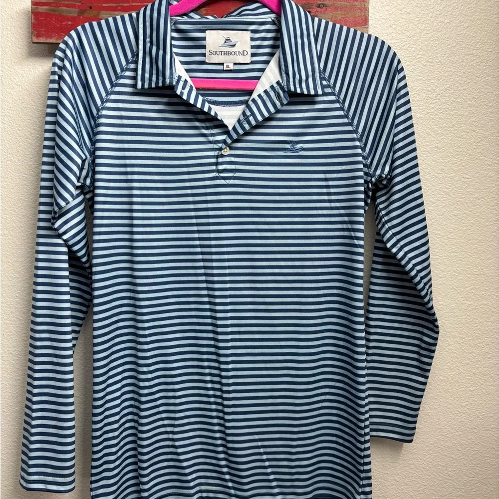 Classic Blue and White Long‎ Sleeve Tee with Nautical Stripes