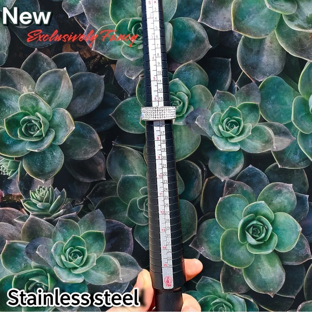 New Exclusively Fancy Stainless Steel 316L 5 Rows of AAA Crystal Ring Size 7
