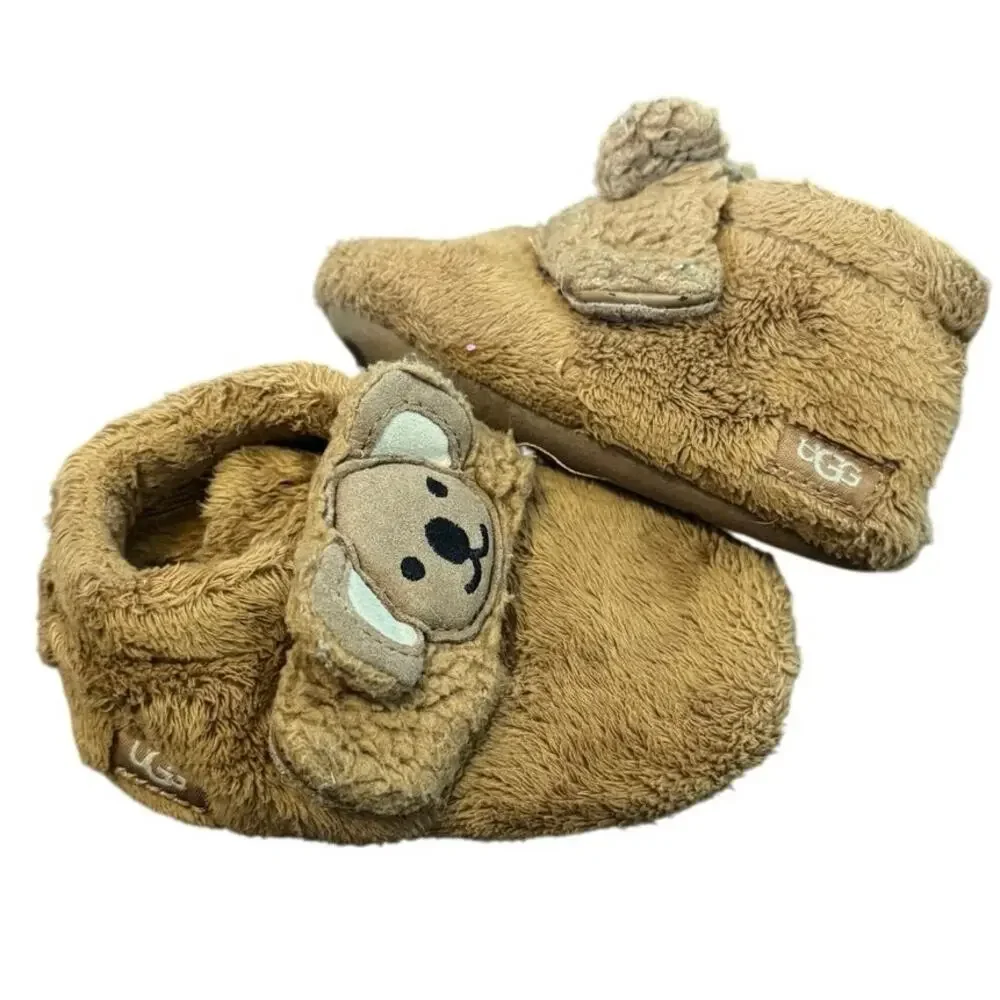 UGG Bixbee Koala Stuffie Baby Brown Chestnut Booties Size US 5 UK 4 furry soft