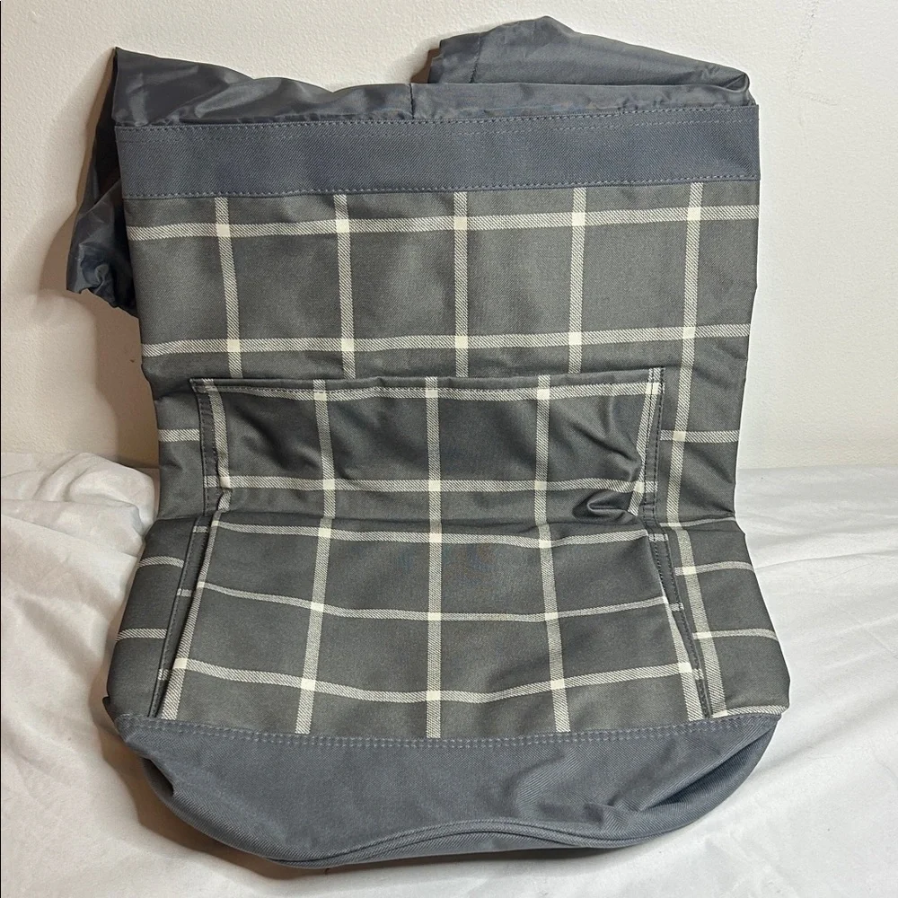Thirty-One Gray Plaid laundry drawstring Storage bag
