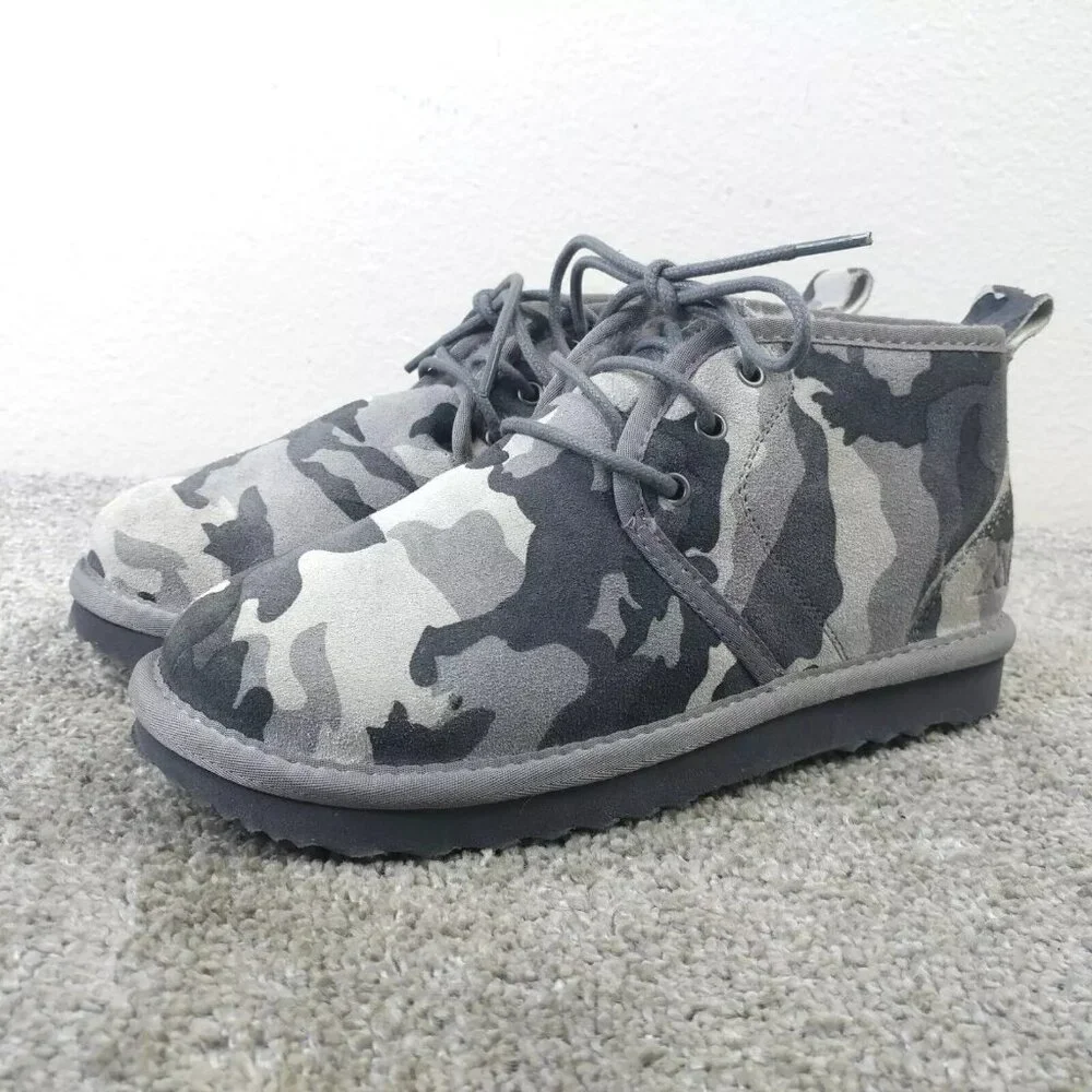 Alpine Design Boys Size 5 Boots Camo Suede Camouflage Gray Lace Up Shoes Dylan