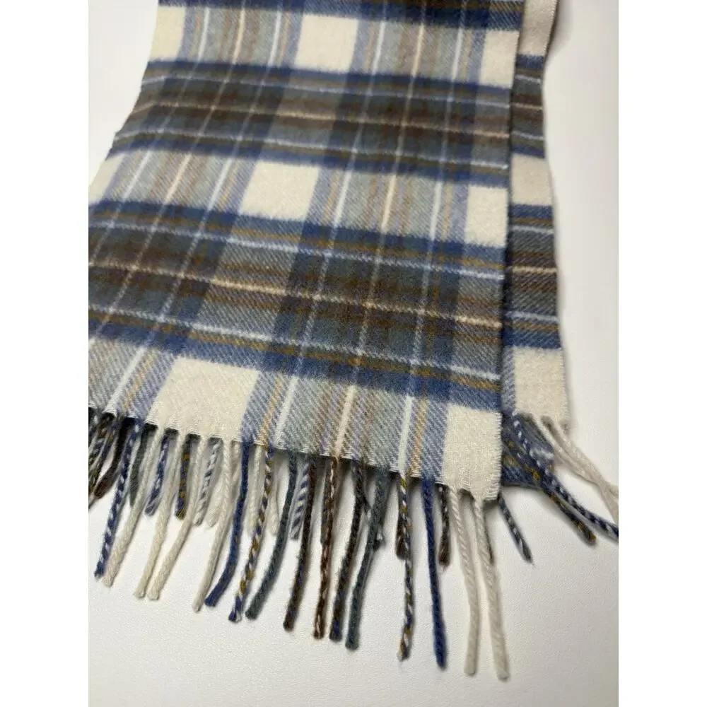 100% Cashmere Scarf Plaid Made In Scotland Unisex Adults Fringe Tie Rack London