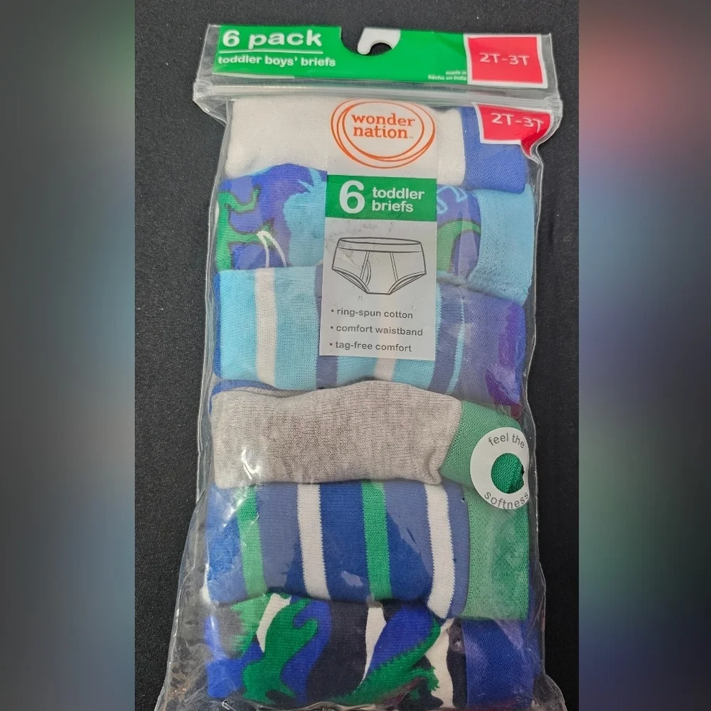 Wonder Nation Toddler Boys Briefs 6-Pack Sizes 2T-3T