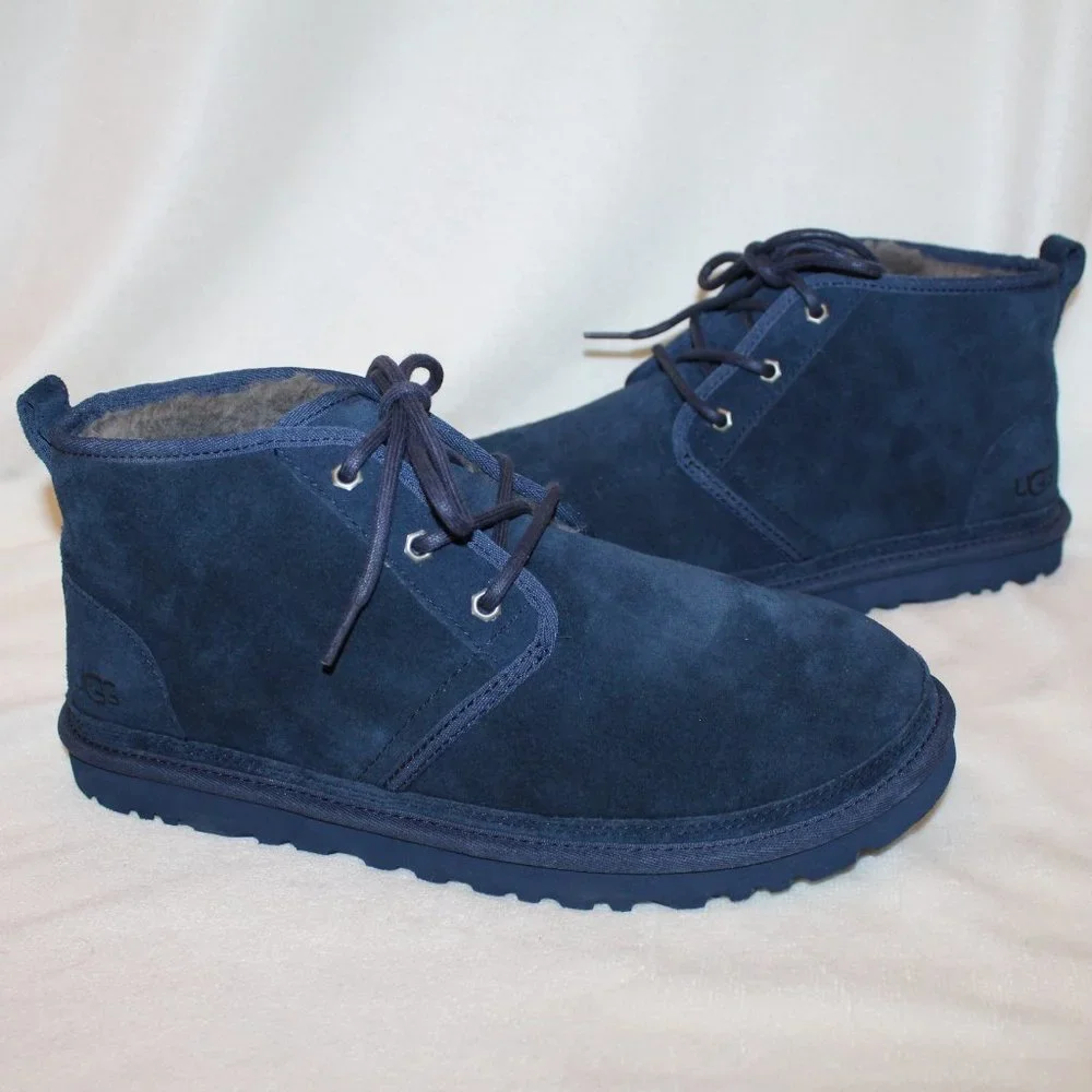 NIB‎ UGG MEN'S NEUMEL SUEDE SHEARLING LINED CHUKKA WINTER BOOTS NAVY BLUE
