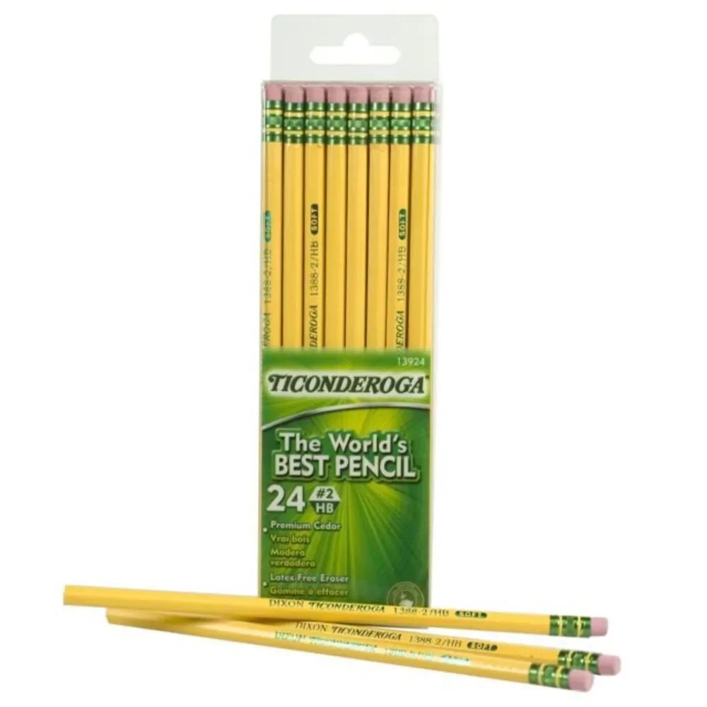 Dixon Ticonderoga #2 HB Premium Wood Pencils ✏️ 24‎ Count - Yellow - NEW