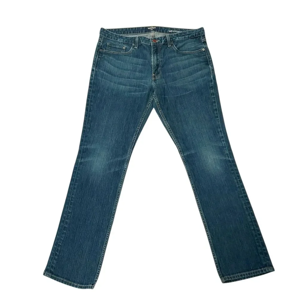 Bonobos Jeans Mens 38x32 Blue Slim Straight Durable Ringspun Denim Casual Work
