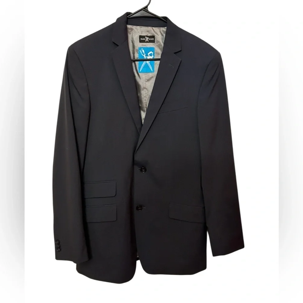 Marc Ecko Black Suit Blazer size 38L 2 button closure businessman office