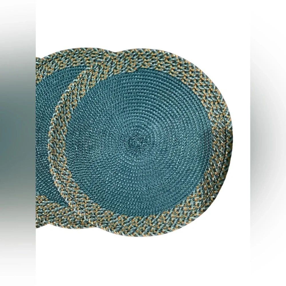 Elegant Teal and Beige Woven Placemats 15