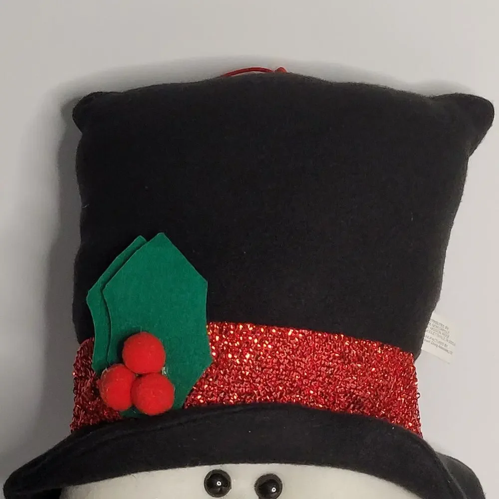 Festive Plush Snowman Head Christmas Decoration