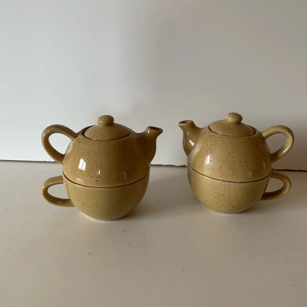 Pier 1 imports, stacking, stoneware, mug, and teapot set of two