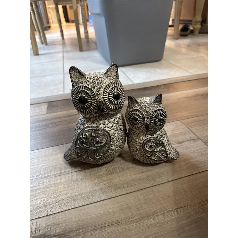 Resin Owl Set: Table/ Shelf Figure, Tabletop/ Farmhouse Decor 8