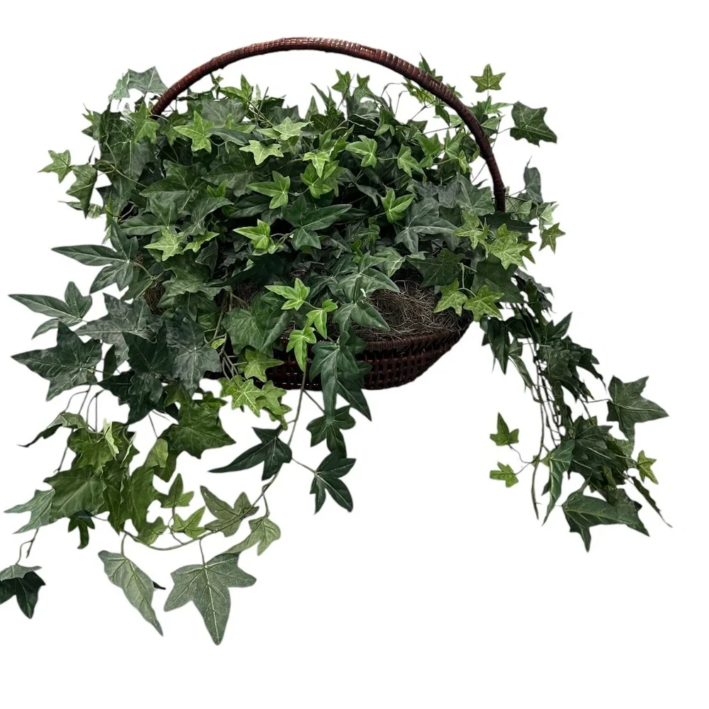 Set Of‎ 2 Gold Leaf Collection Silk Artificial English Ivy Basket