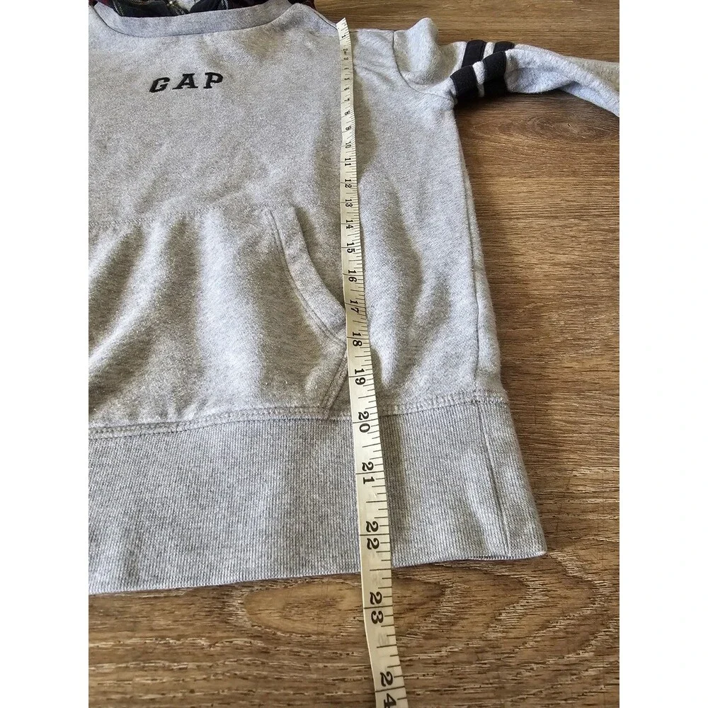 GAP Kids Pullover Hoodie Youth Size XL Grey Plaid Hood Vintage