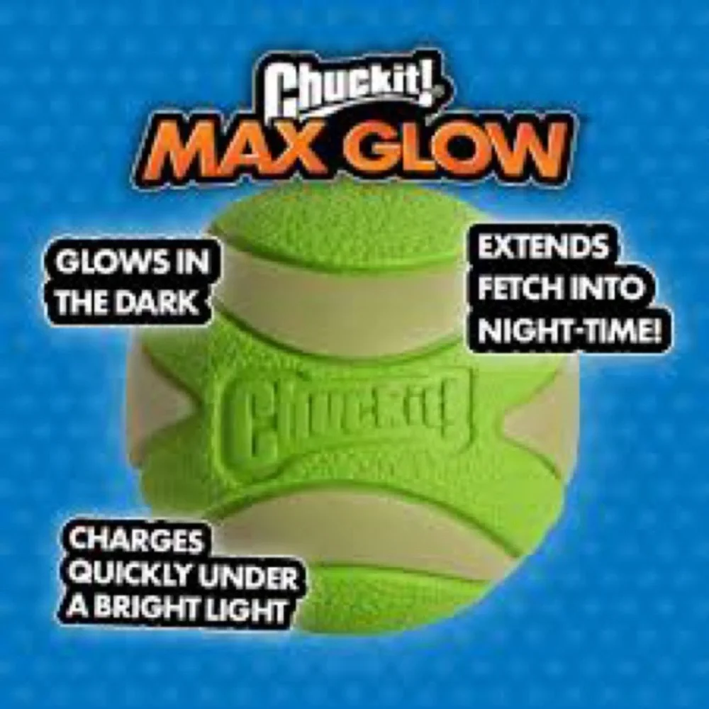 Chuckit Dog Ball Toy - Max Glow Ultra Squeaker Ball — Medium Size