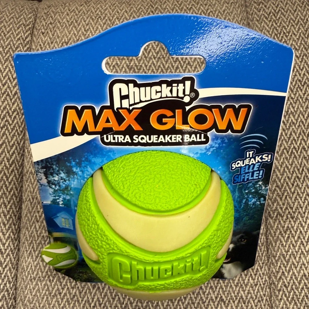 Chuckit Dog Ball Toy - Max Glow Ultra Squeaker Ball — Medium Size
