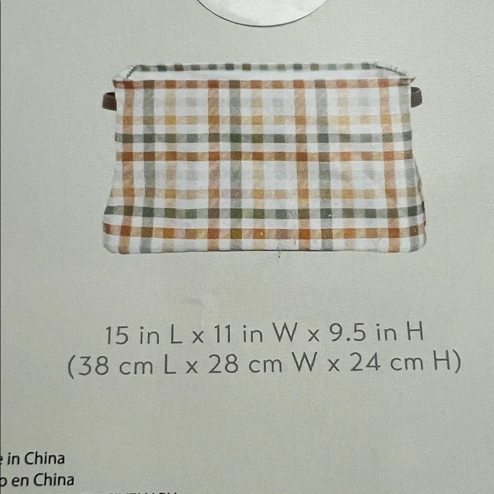 New with tags Fall Collapsible Storage Basket, Plaid 15 x 11 x 9.5