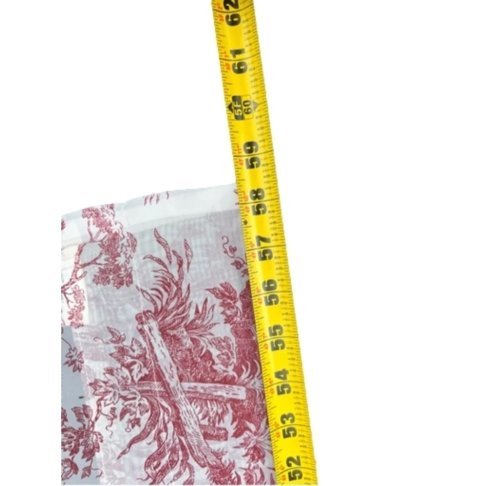 Set Of 2 Sheer Vintage Waverly Red Toile Drapery‎ & Valence Country Life Weekend