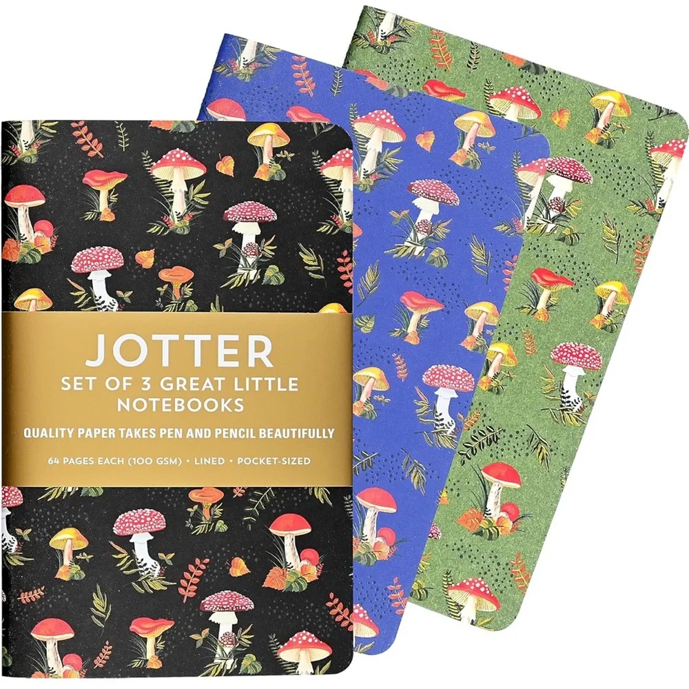Peter Pauper Press Mushrooms Jotter Notebooks (Set of 3), NWT