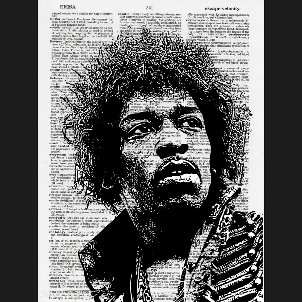 Jimmy Hendrix Music Vintage Dictionary Art Print