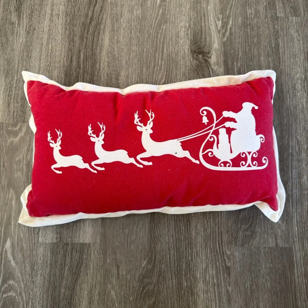 Festive Red and White Holiday Pillow
