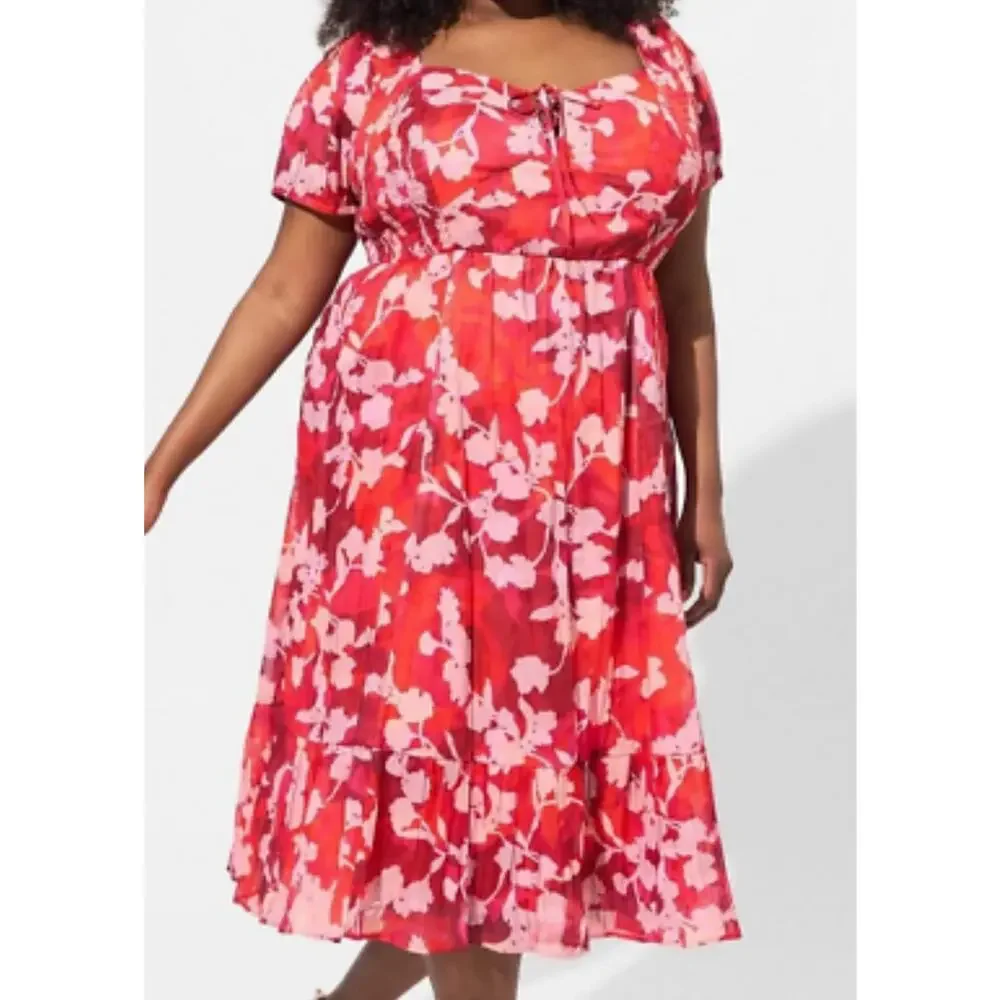 Torrid Milkmaid Maxi Dress Colorful Smocked Sundress Red Floral Vacation 2X