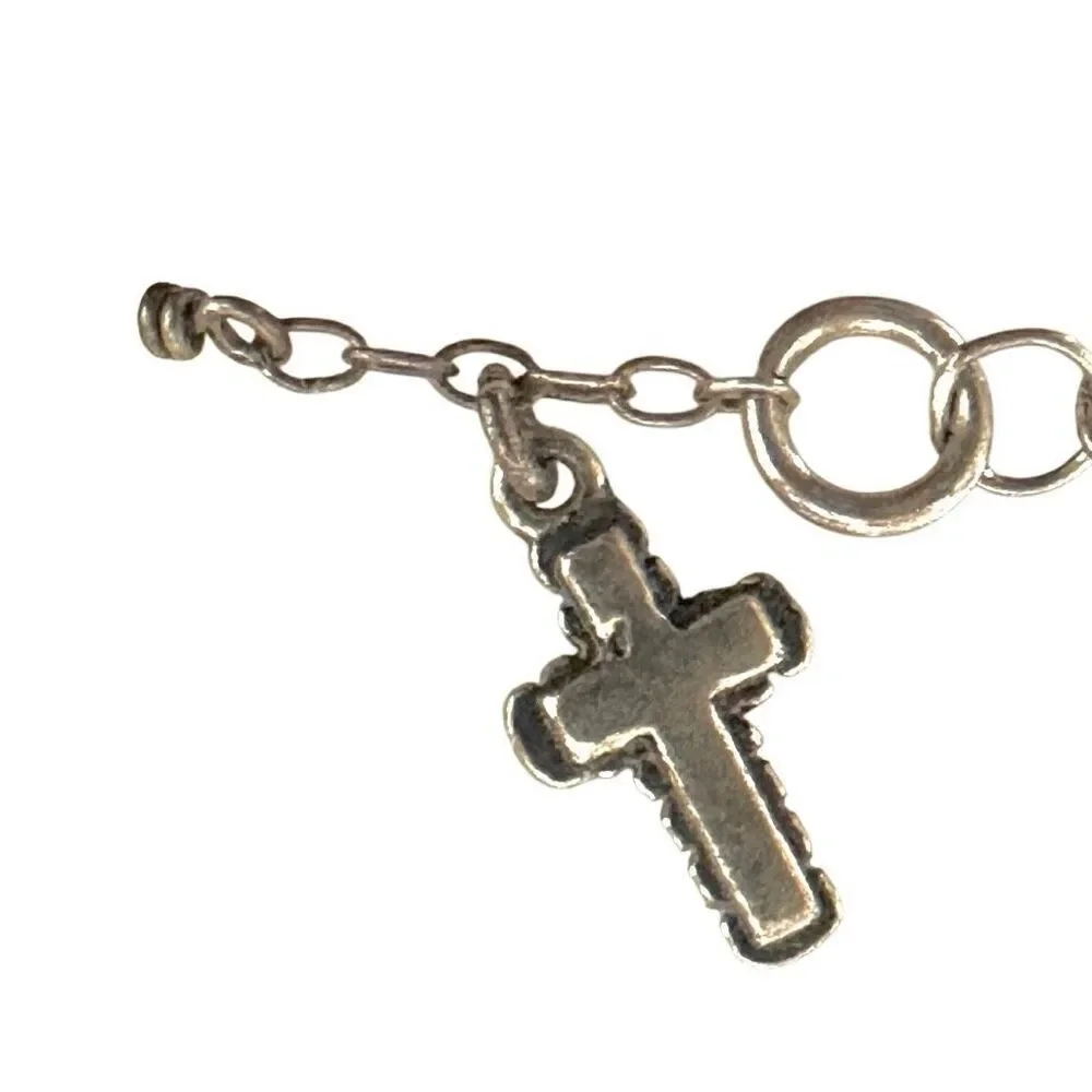 Sterling pearl Childs cross bracelet sterling silver