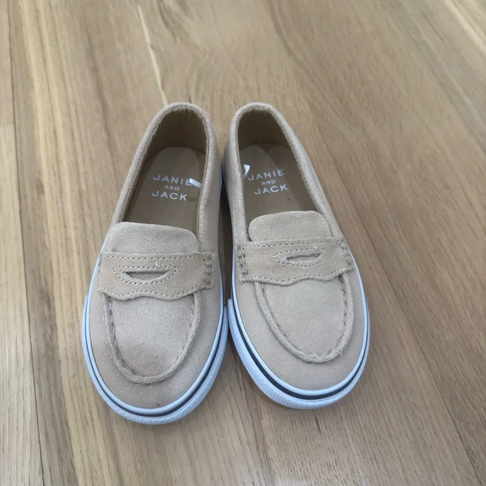 Janie and Jack Beige Kids Moccasins