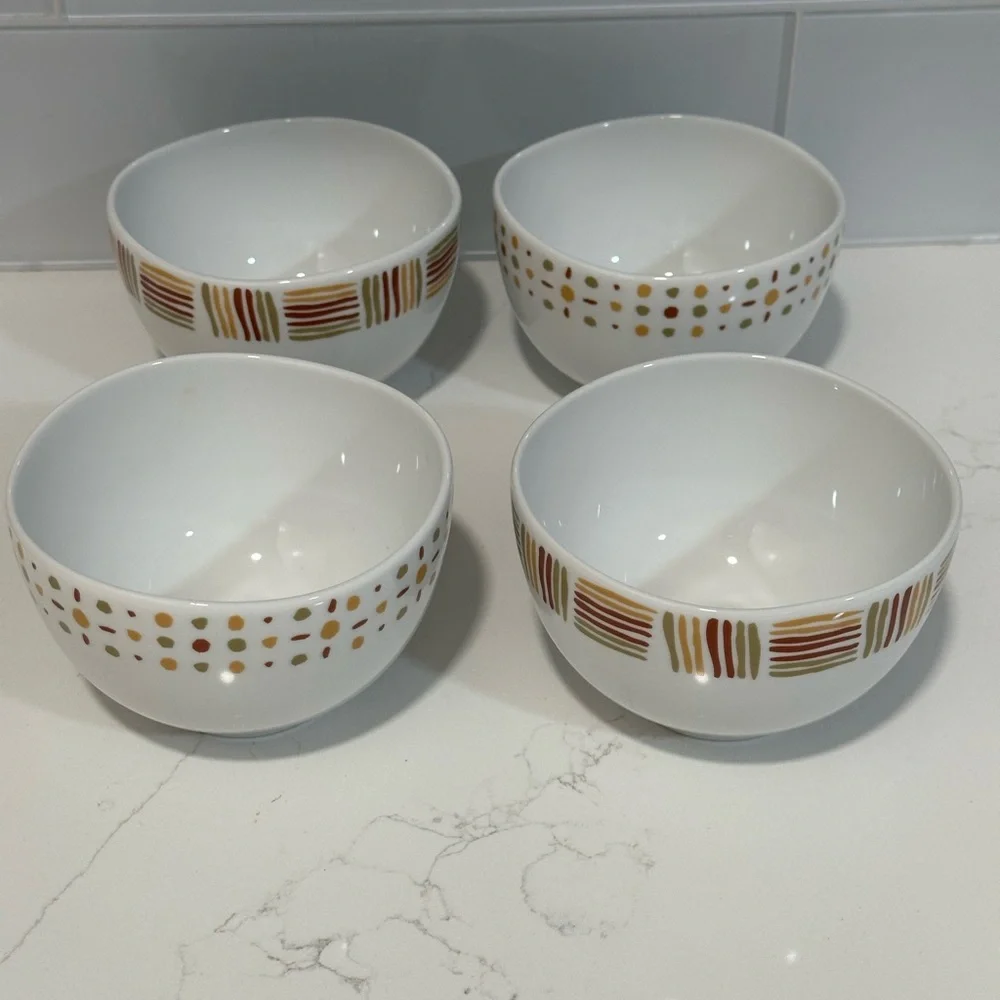 West Elm Salad Cereal Candy Bowl Microwave Dishwasher Safe White Brow Green Cute
