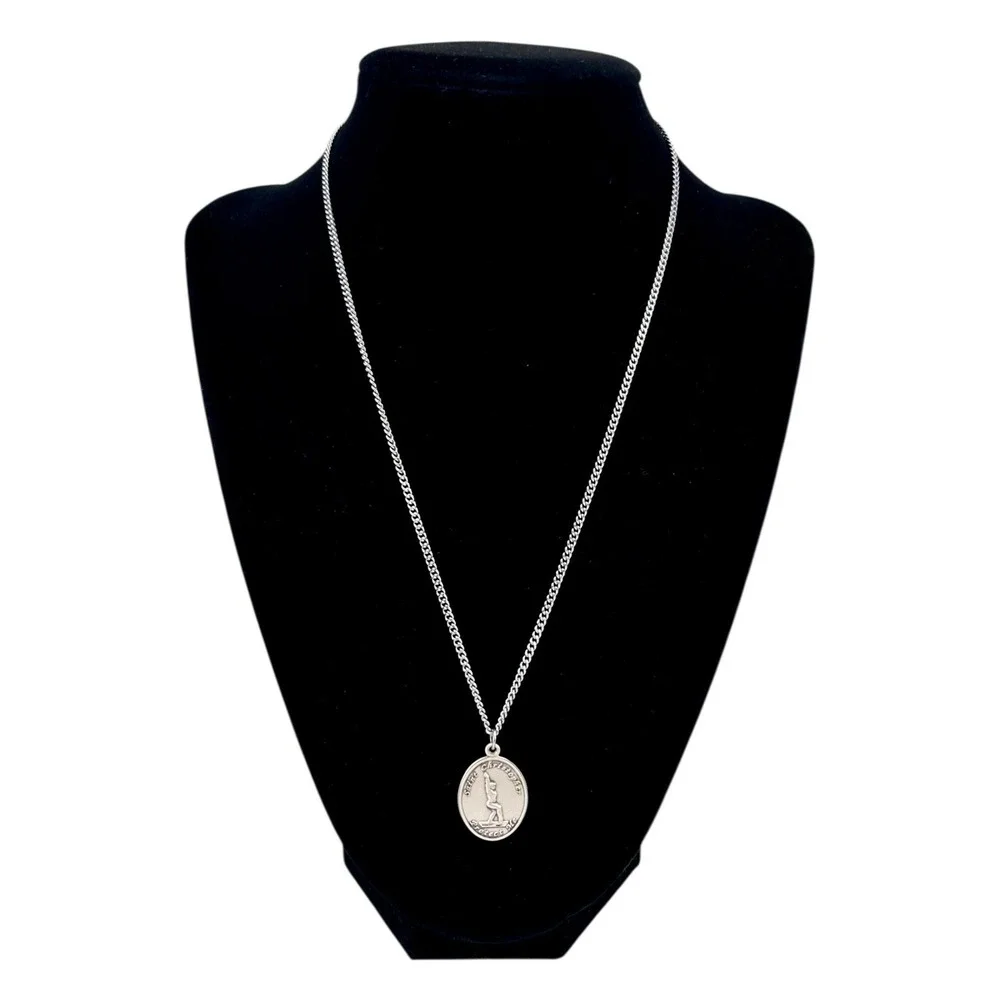 Sterling Silver Saint Christopher Gymnast Medal Necklace 18